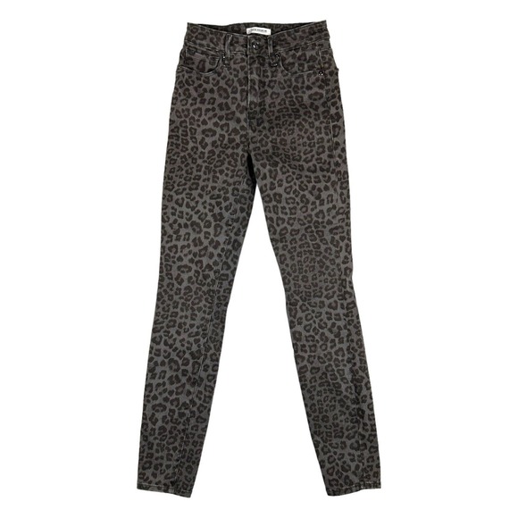 Good American Womens 0/25 Good Legs High Waist Jeans Gray Leopard Animal Print - Picture 1 of 8